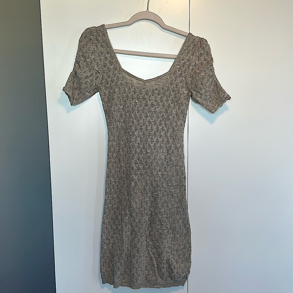 Free People knit lined grey sweater knit boho dress